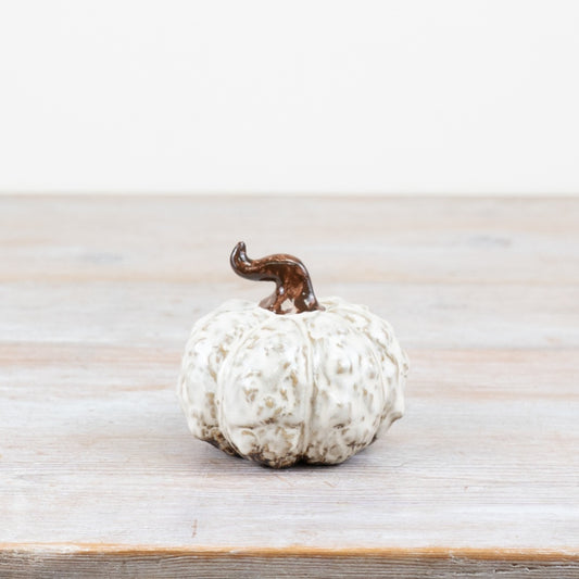 9cm Patterned Wonky Pumpkin Decoration – Porcelain Autumn Ornament, Elegant Fall Décor
