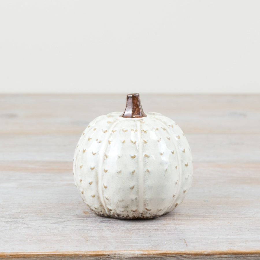 Patterned Pumpkin Decoration 10.8cm – Porcelain Autumn Ornament Elegant Fall Decor Shelf Accent