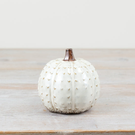 Patterned Pumpkin Decoration 10.8cm – Porcelain Autumn Ornament Elegant Fall Decor Shelf Accent