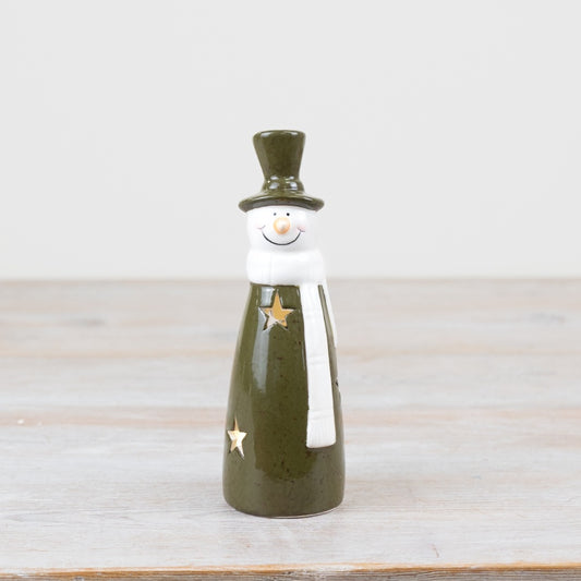 LED Green Snowman Deco, 17.5cm