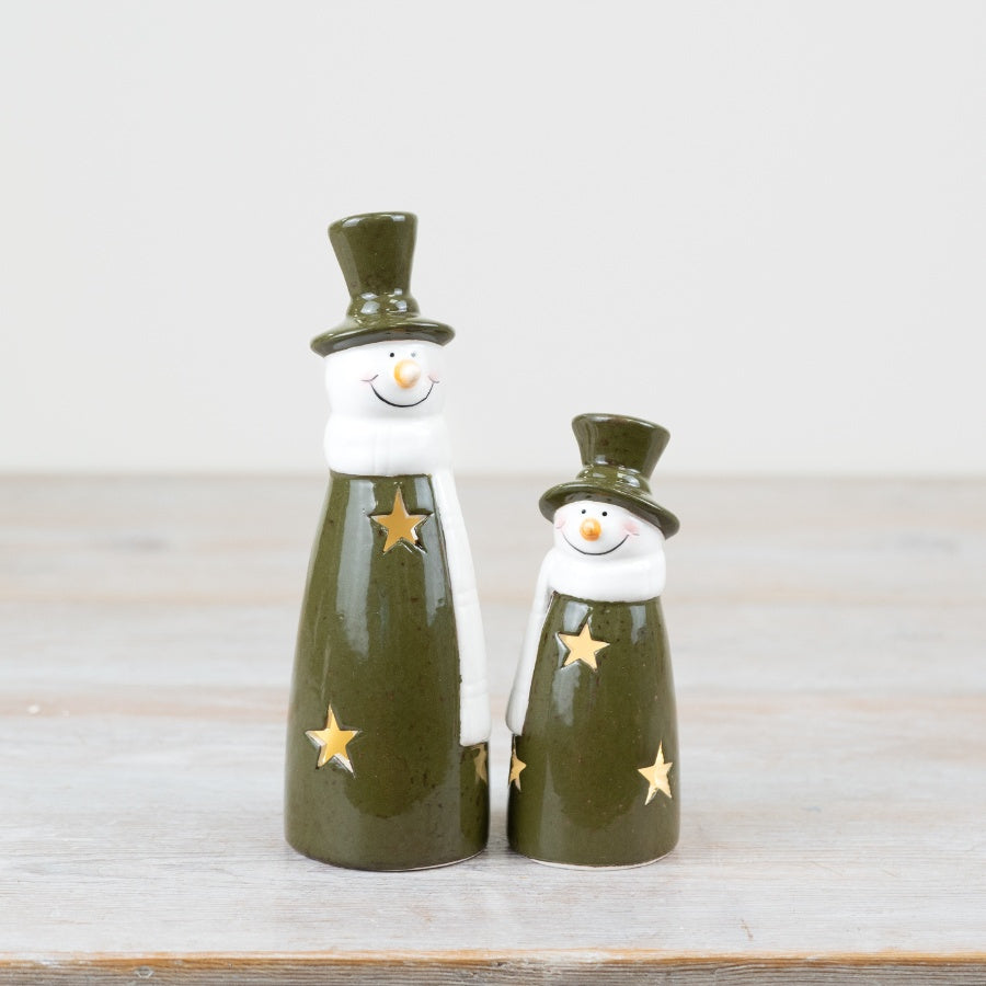 LED Green Snowman Deco, 17.5cm