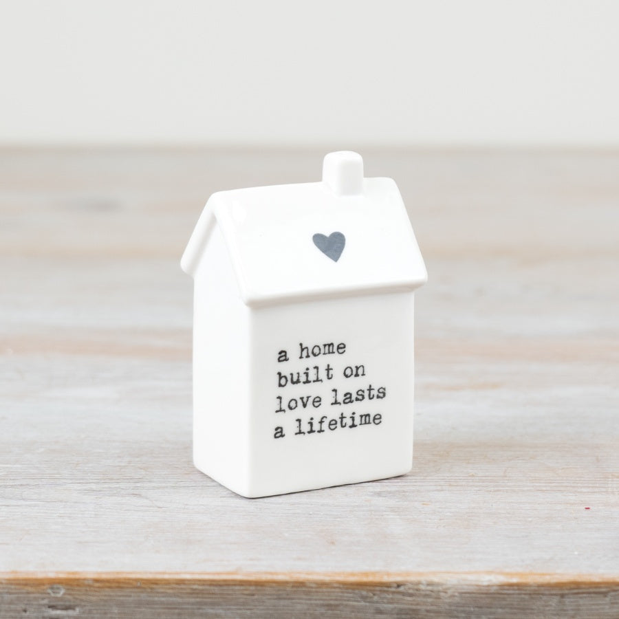 A Home Built on Love House Ornament 9.4cm White Heartfelt Gift Decor