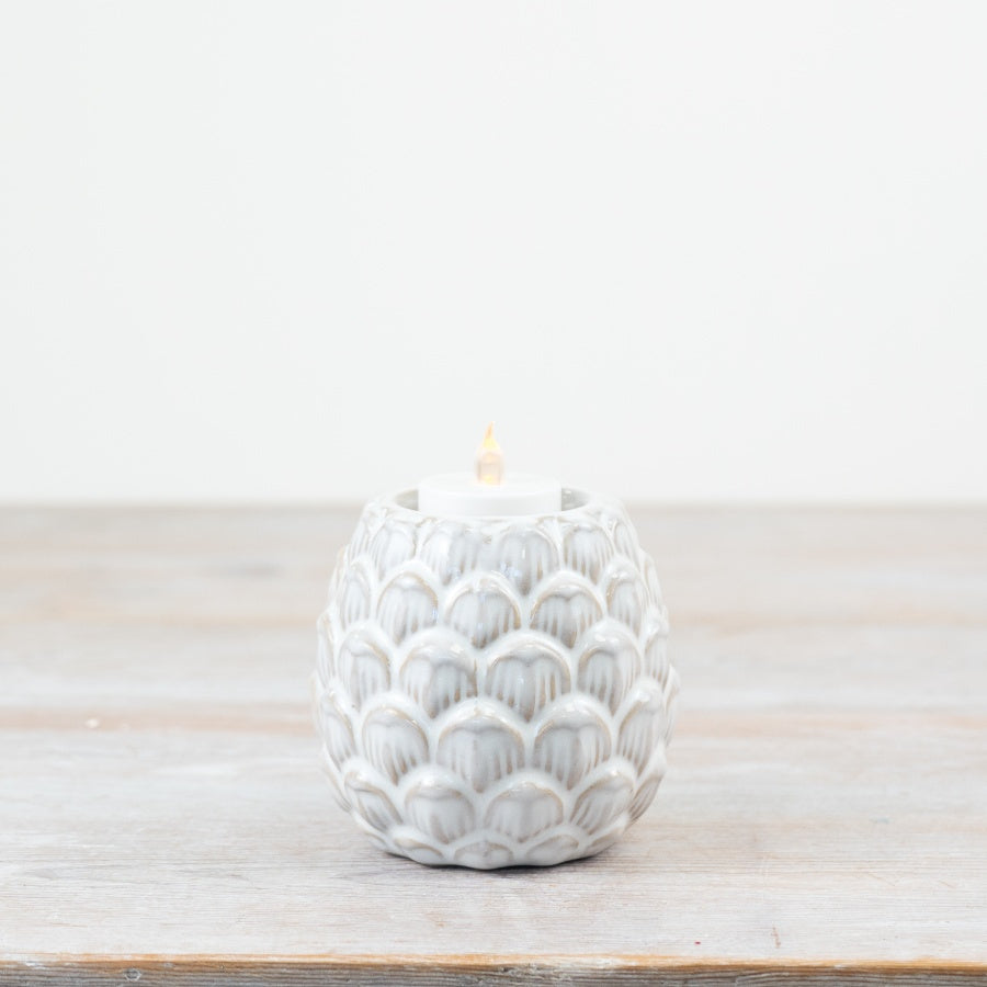 Natural Pinecone Tea Light Holder – 10cm Ceramic Candle Ornament