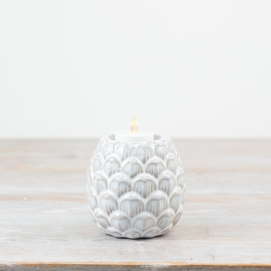Natural Pinecone Tea Light Holder – 10cm Ceramic Candle Ornament
