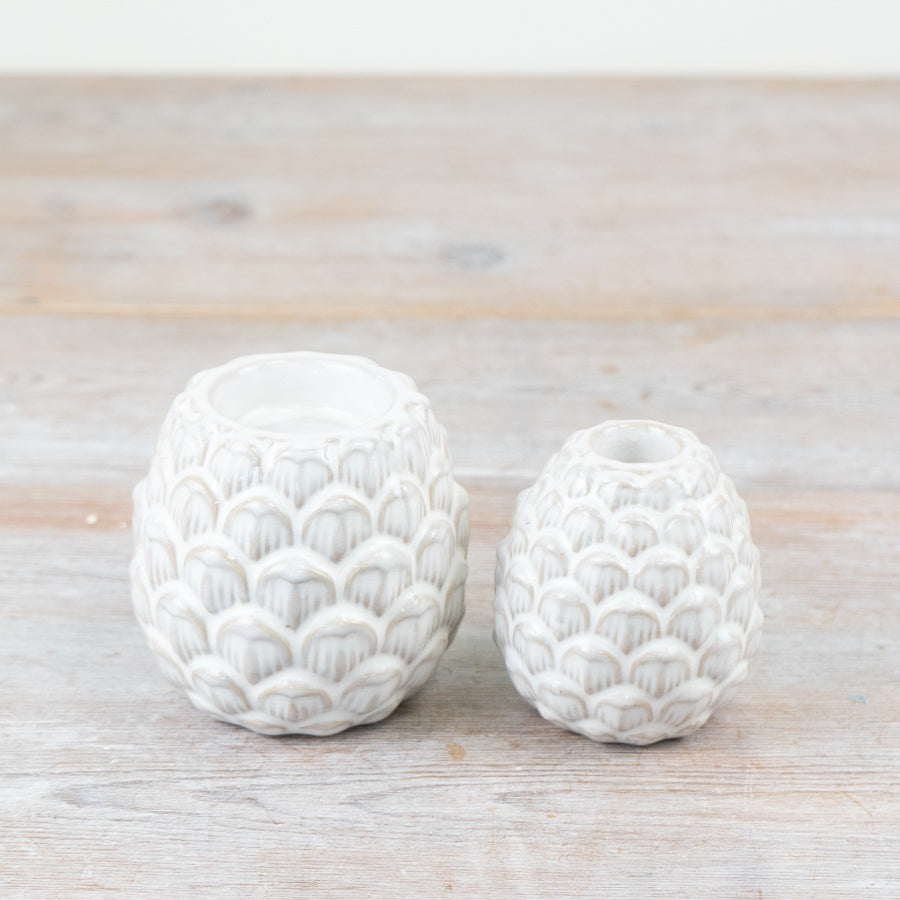 Natural Pinecone Tea Light Holder – 10cm Ceramic Candle Ornament