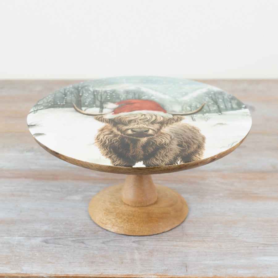 Festive Highland Cow Cake Stand 30cm