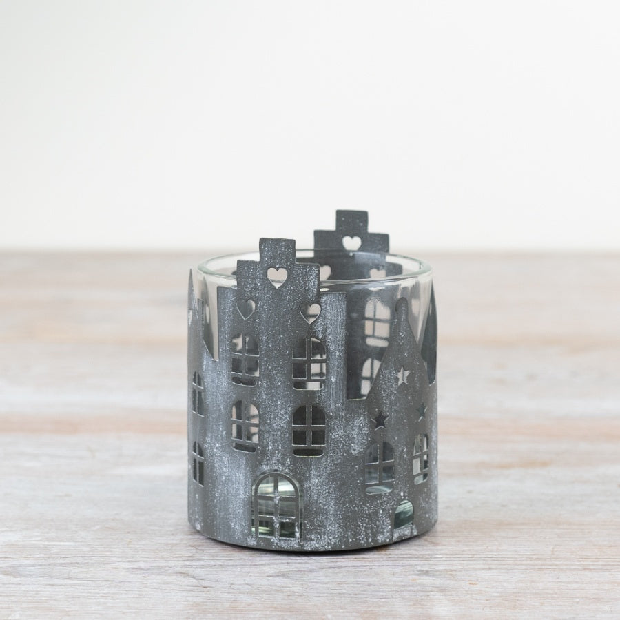 Grey House Candle Holder, 8cm