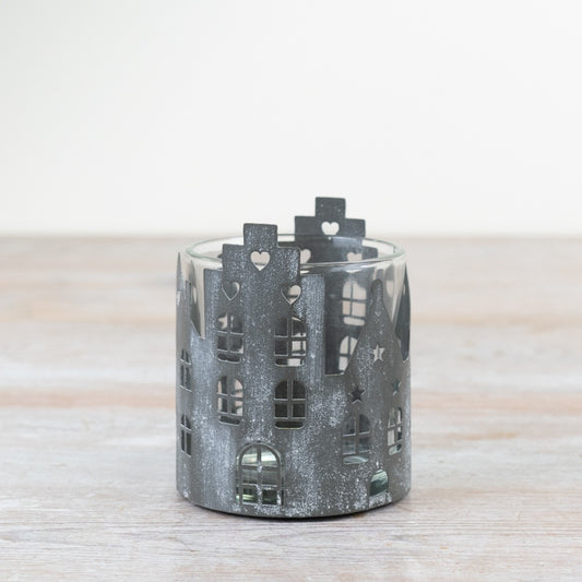 Grey House Candle Holder, 8cm