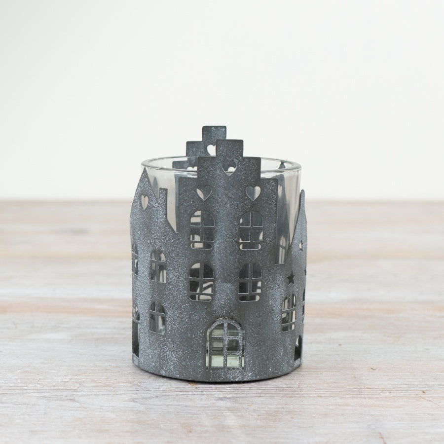 Grey House Candle Holder, 10cm