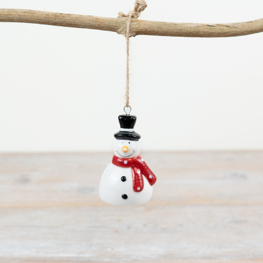Glazed Snowman Hanger, 7.5cm