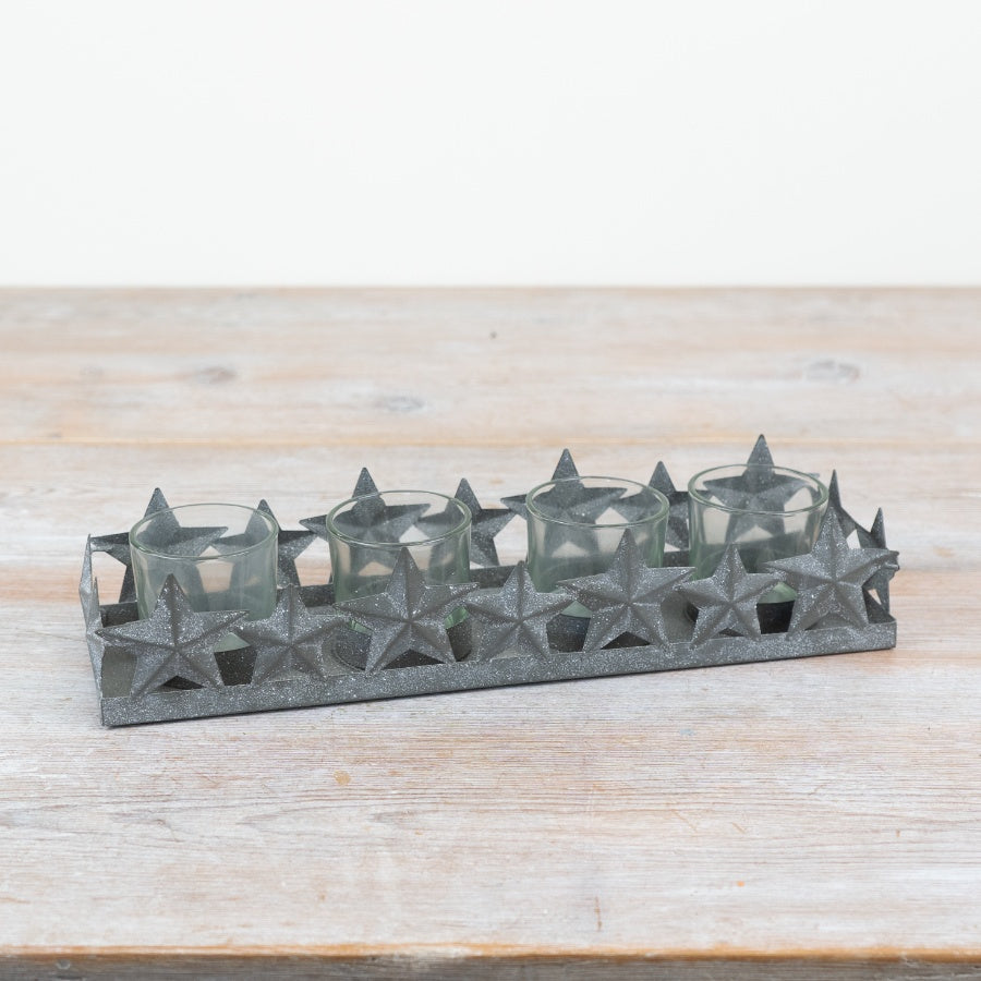 Grey Star Tea Light Holder, 28.5cm