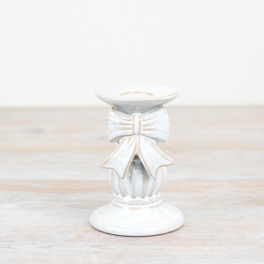 Bow Pillar Candle Holder – 15cm Elegant Decorative Candle Stand