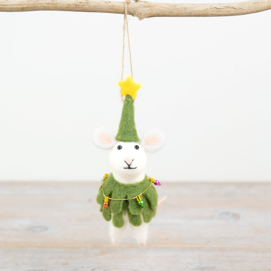 Christmas Tree Mouse Hanger, 15cm