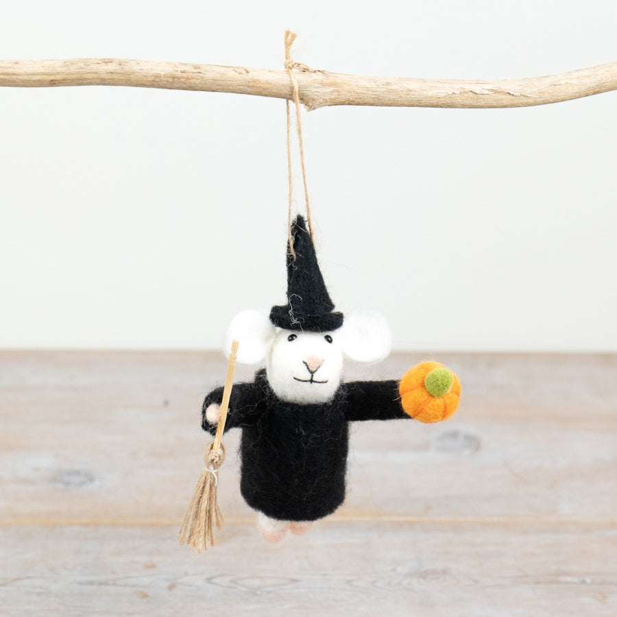 Felt Witch Mouse Hanger, 14cm