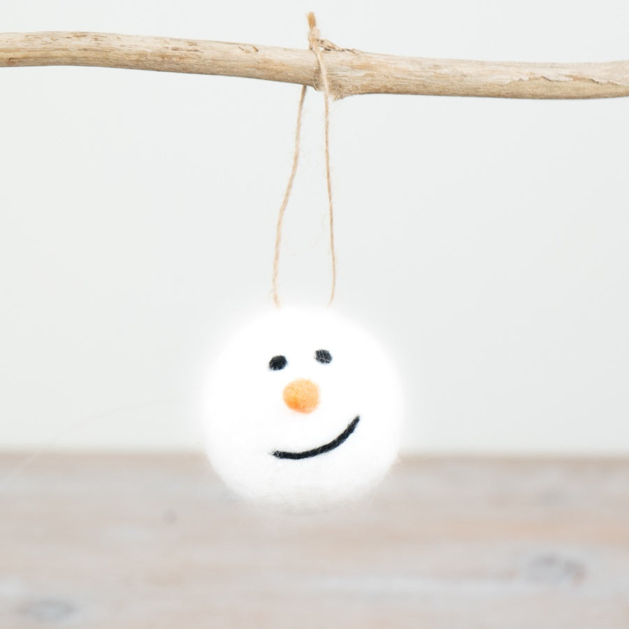 Christmas Felt Snowman Ball H 6cm