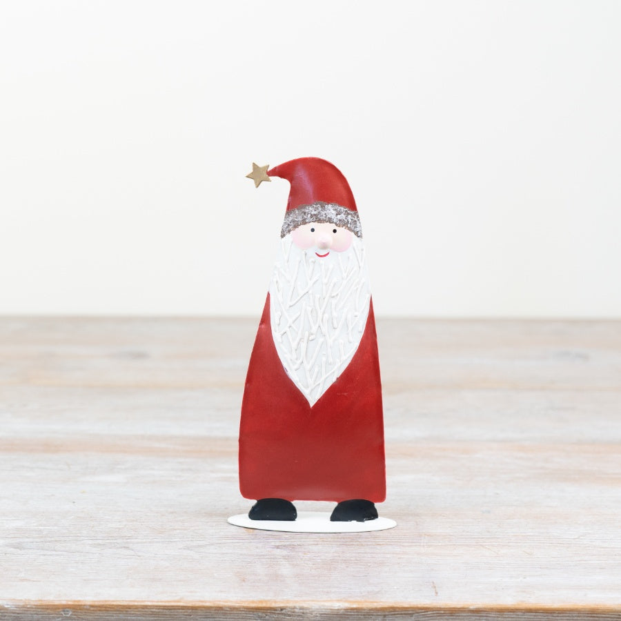 17.3cm Metal Standing Santa – Rustic Christmas Figurine, Festive Holiday Decoration