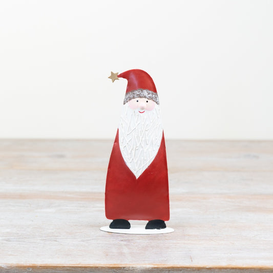 17.3cm Metal Standing Santa – Rustic Christmas Figurine, Festive Holiday Decoration