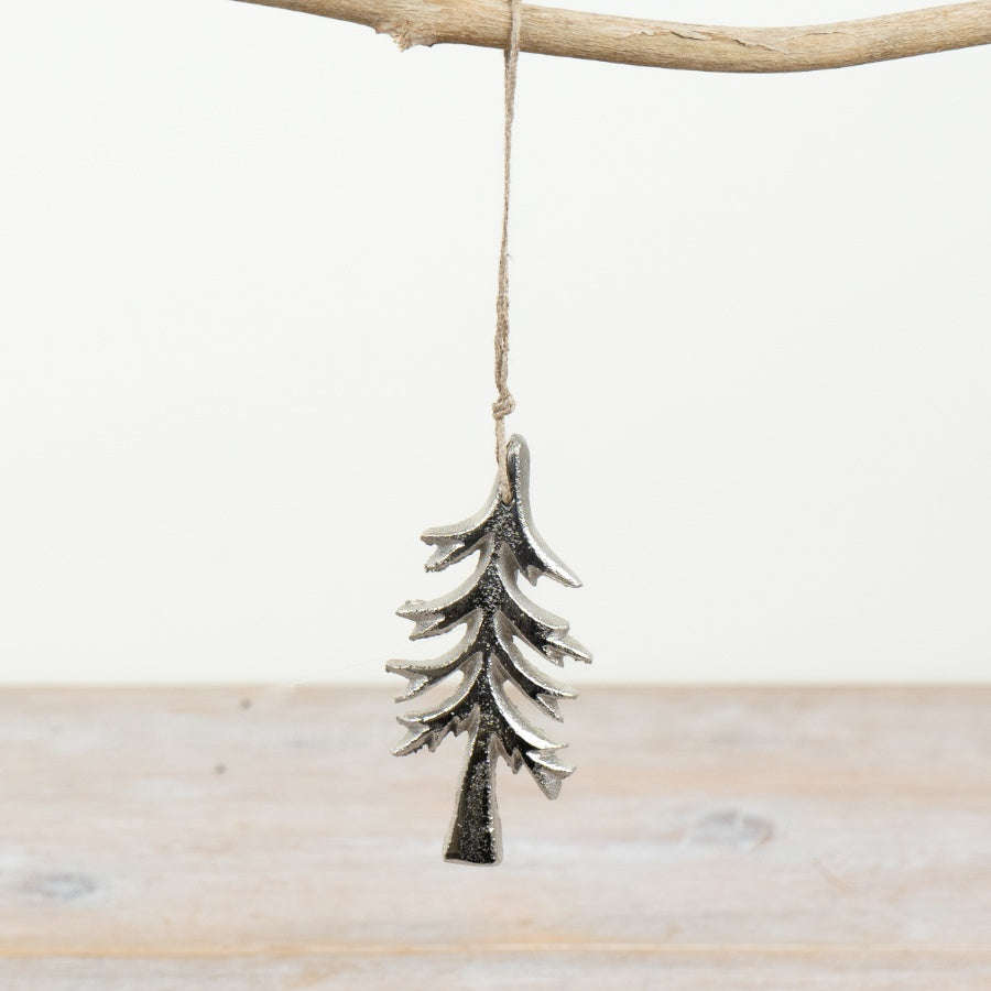 Modern Hanging Christmas Tree Decoration 11cm Natural Rustic Ornament
