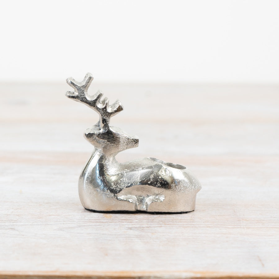 Aluminium  Reindeer Candle Holder, 8cm 