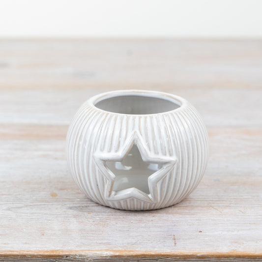 Cut Out Star Candle Holder – 9.5cm Porcelain Tealight Holder, Elegant Home Décor & Gift