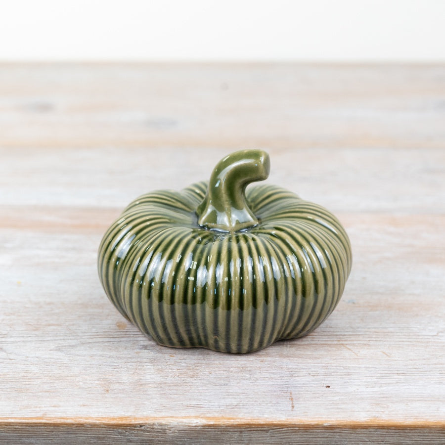 12cm Glazed Pumpkin Ornament – Elegant Porcelain Autumn Decoration, Seasonal Centerpiece