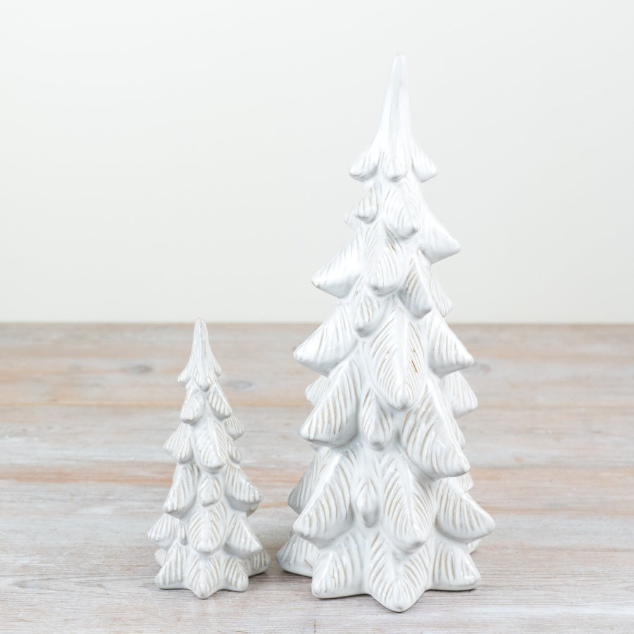 White Tree Ornament 17cm – Minimalist Ceramic Christmas Decoration