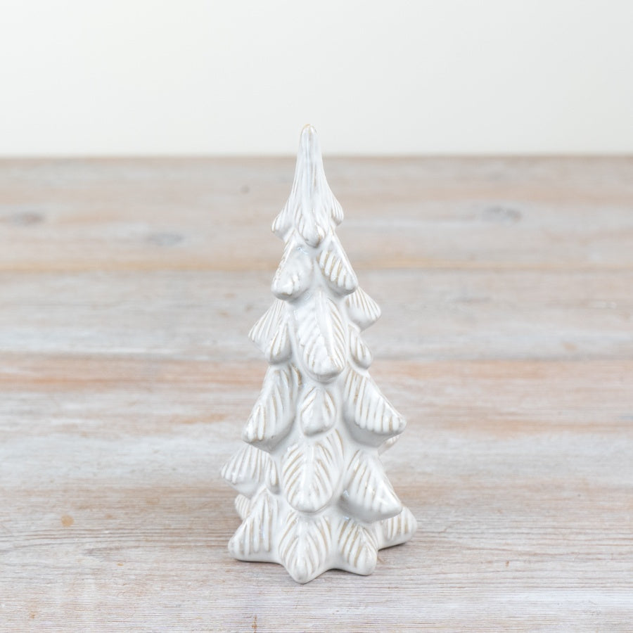 White Tree Ornament 17cm – Minimalist Ceramic Christmas Decoration