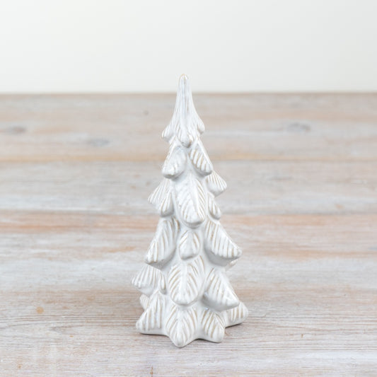 White Tree Ornament 17cm – Minimalist Ceramic Christmas Decoration