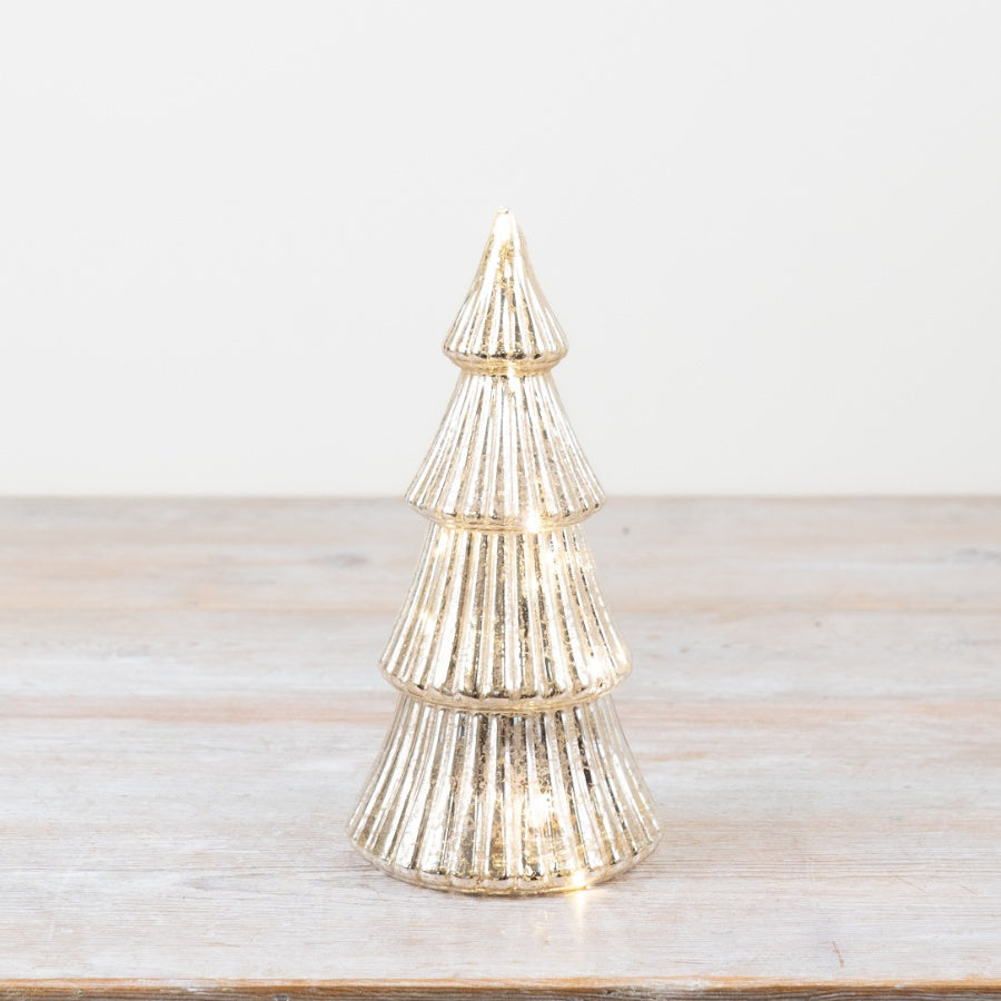 Light Up Glass Tree Decoration, 19.5cm