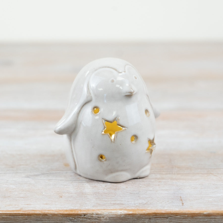 LED Penguin with Stars – 8.8cm Light-Up Christmas Ornament, Battery Operated Festive Décor