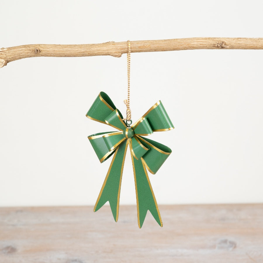 14.5cm Green Bow Hanging Decoration – Classic Christmas Ornament with Gold String