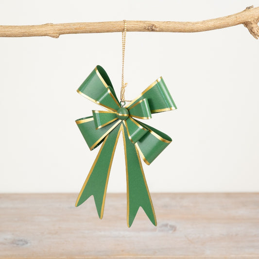 18cm Green Bow Hanging Decoration – Classic Christmas Ornament with Gold String