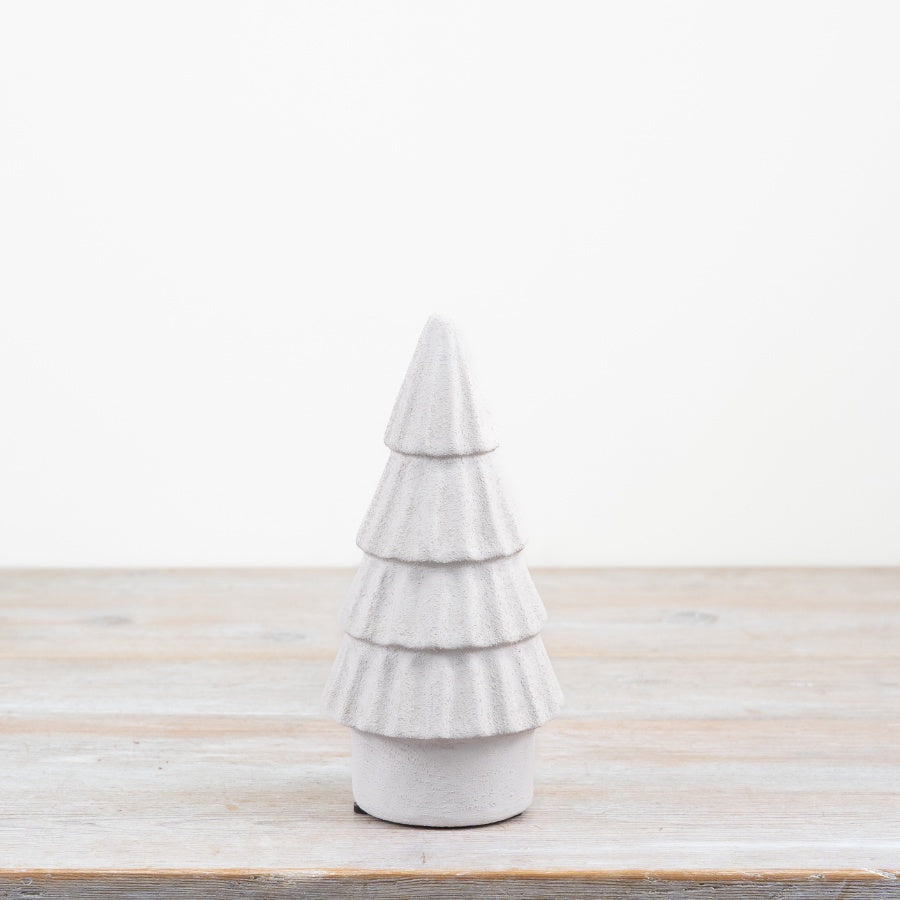 Tiered White Tree Ornament – 20cm Festive Christmas Decoration for Shelves & Mantels