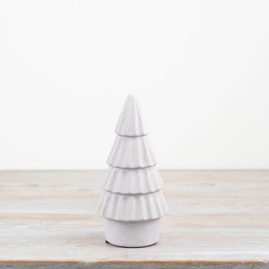 Tiered White Tree Ornament – 20cm Festive Christmas Decoration for Shelves & Mantels