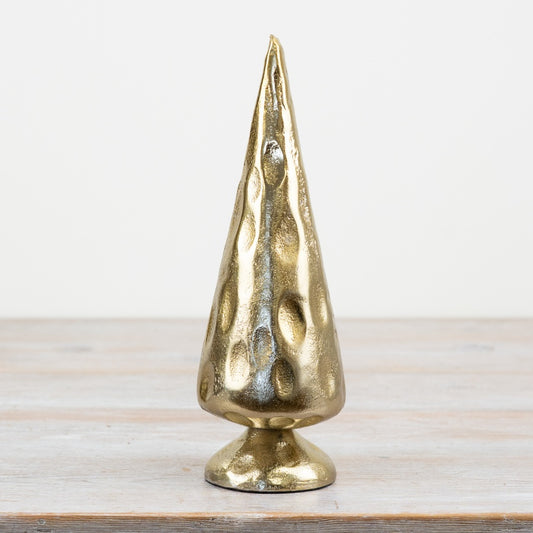 Gold Hammered Metal Christmas Tree – 30cm Luxe Holiday Decoration, Modern Festive Décor