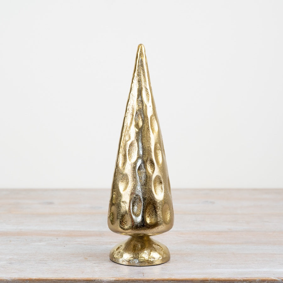 Gold Hammered Metal Tree 25cm Rustic Luxe Christmas Decoration