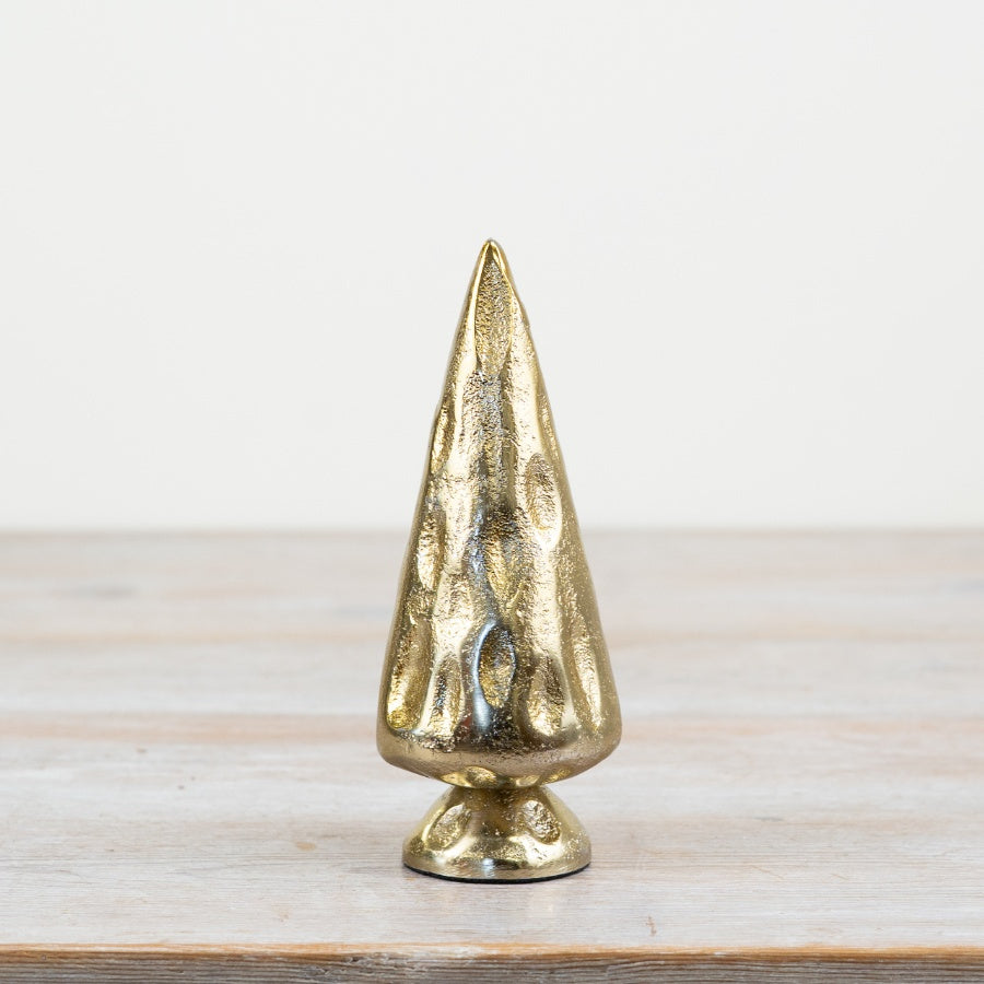 Gold Hammered Metal Tree 15cm Rustic Raw Finish Christmas Ornament