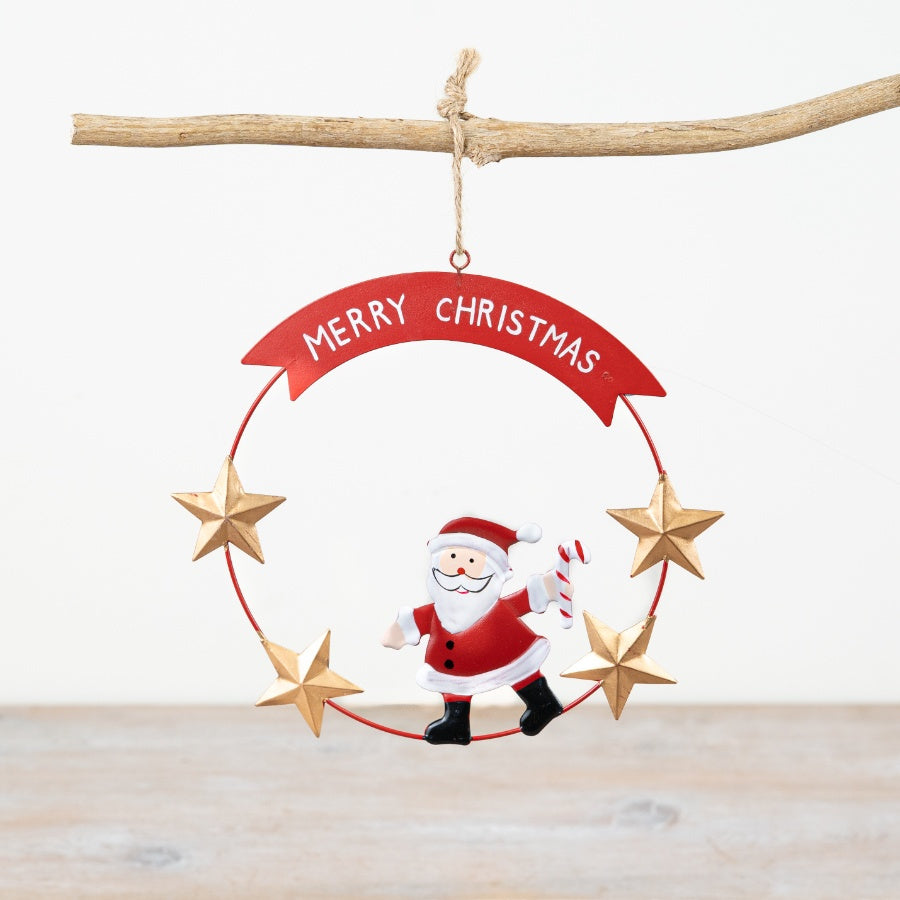 Merry Christmas Santa Star Hanger, 18.5cm