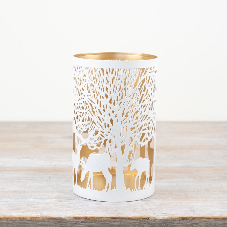 White Woodland Scene Lantern 20cm