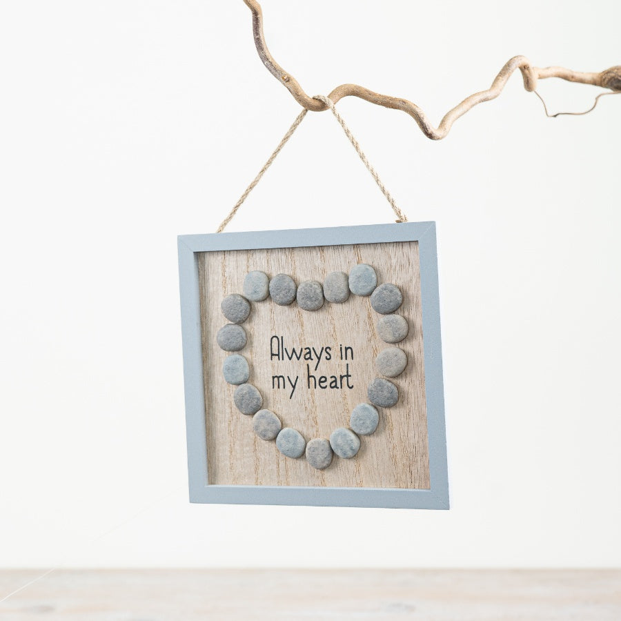 Always In My Heart Pebble Frame 13cm Rustic Grey Wooden Wall Art