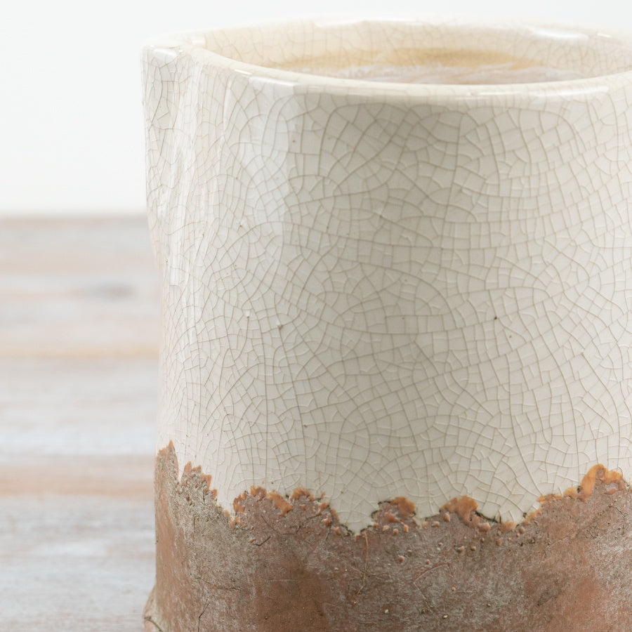 Ido Cream Jug 22cm Distressed Cream Tone Rustic Handcrafted Vase Pitcher