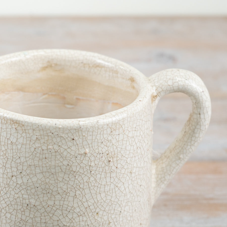 Jolee White Distressed Jug 19cm – Rustic Ceramic Vase Pitcher