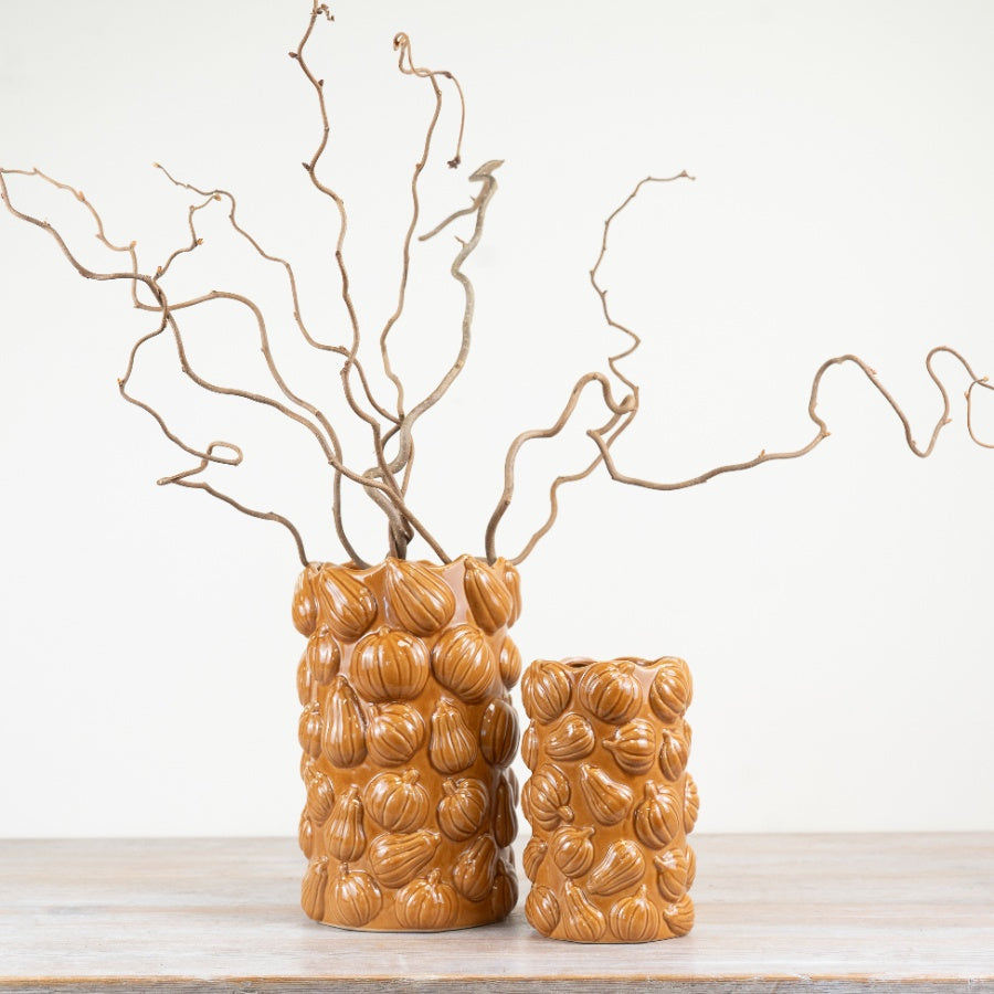 Pumpkin Tall Vase – 18cm Ceramic Autumn Flower Pot, Rustic Seasonal Décor