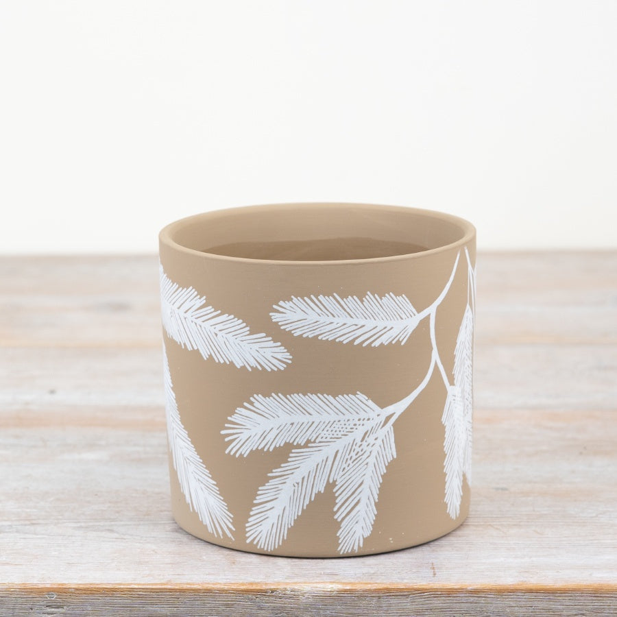 Leaf Terracotta Planter 13.5cm Embossed Design Rustic Flower Pot