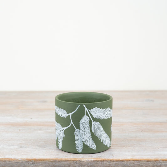 Terracotta Leaf Planter 11.8cm White Green Design Durable Plant Pot