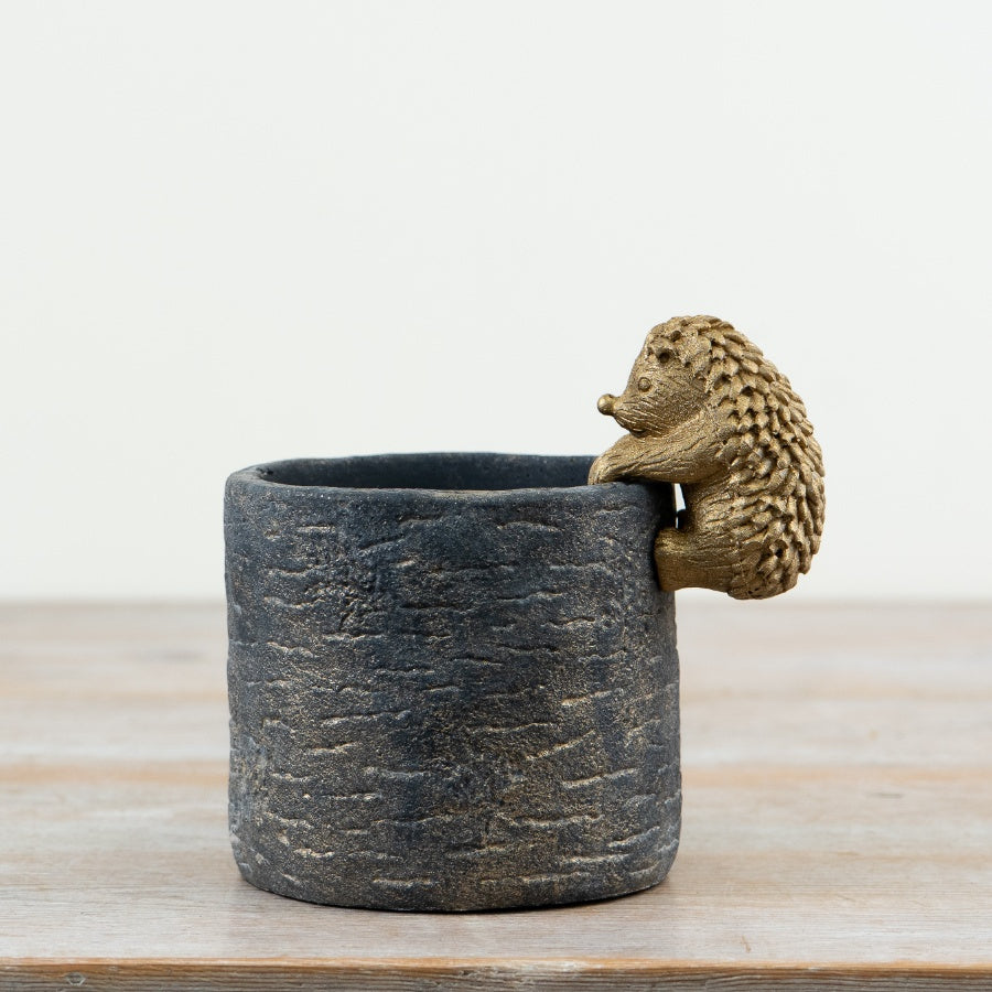Cement Planter with Hedgehog Pot Hanger 11cm Cute Animal Plant Pot Succulent Holder
