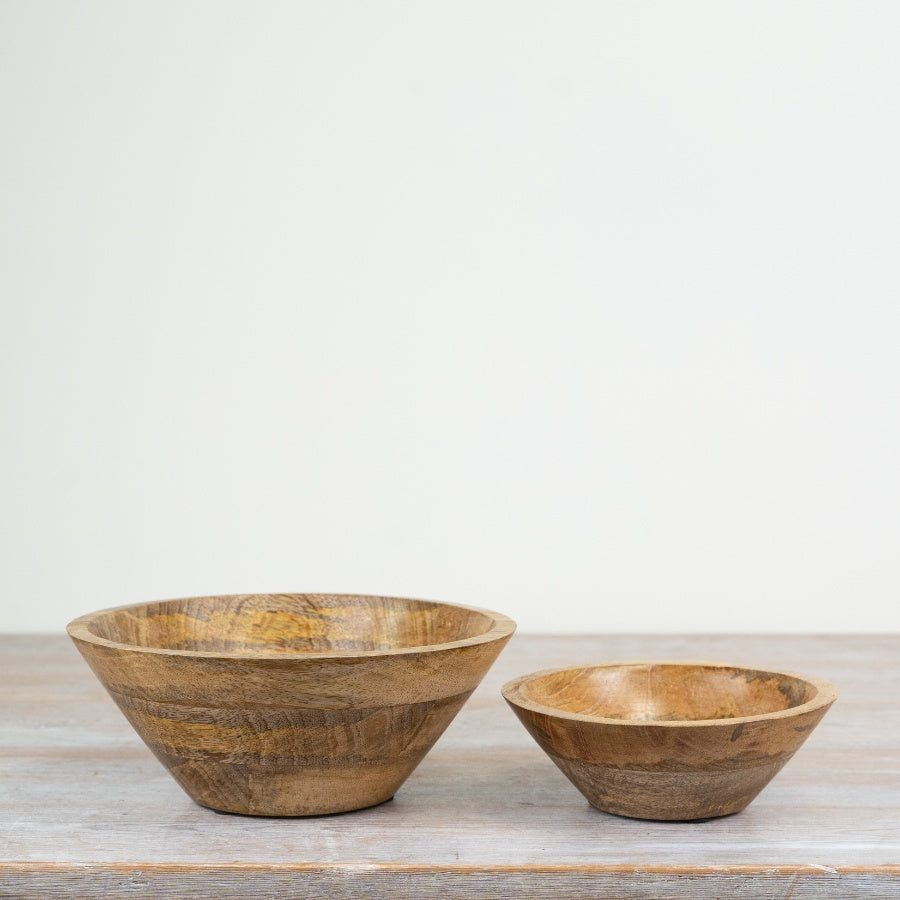 Wooden Decorative Bowl 23cm Rich Brown Carved Display Fruit Storage