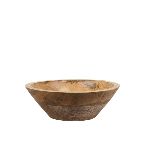 Wooden Decorative Bowl 23cm Rich Brown Carved Display Fruit Storage