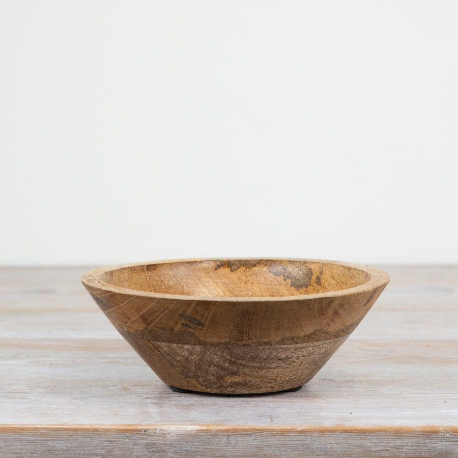 Wooden Decorative Bowl 23cm Rich Brown Carved Display Fruit Storage