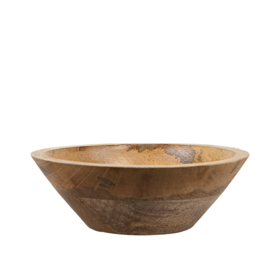 Wood Bowl 17cm Classic Carved Serving Dish Rustic Dining Decor